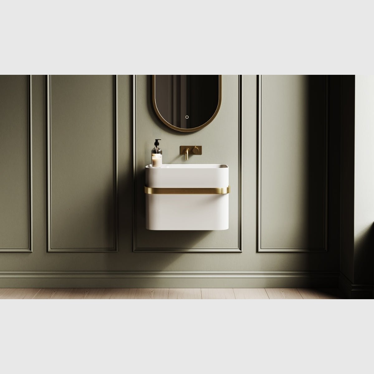 Copenhagen Bath Yuno Rail 41 - høndklødeholder i børstet guld - mat hvid