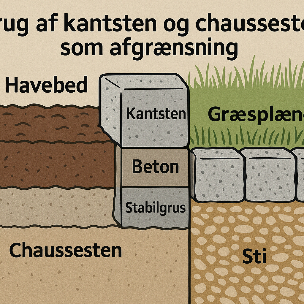 Brug af kantsten og chaussesten som afgrænsning