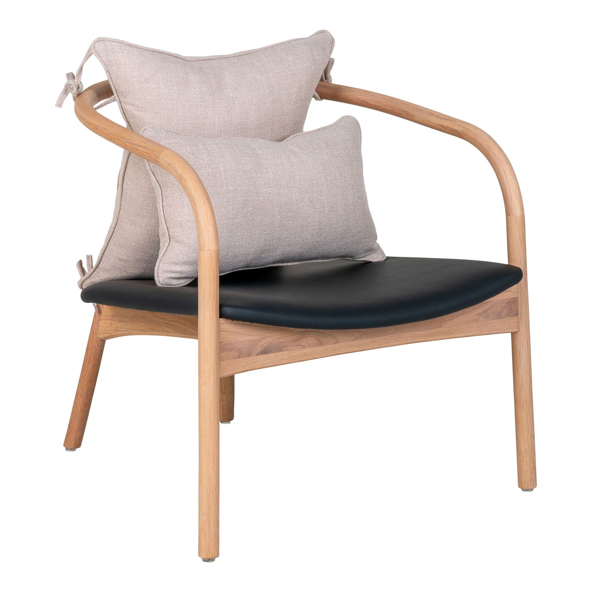 Alberca Loungestol - Loungestol, egetrø/PU pude, natur/sort