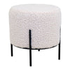 Alford Puf - Puf i kunstig lammeskind, hvid med sorte ben, ø35,5x37 cm, HN1090 - Hvid