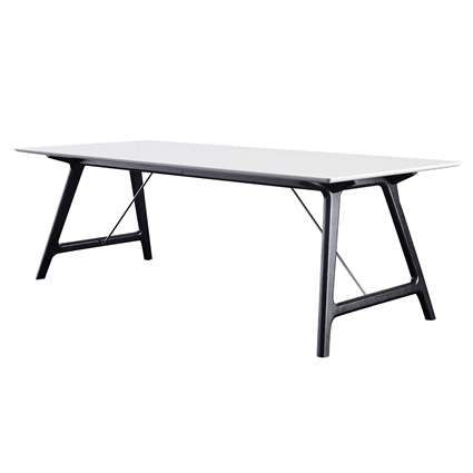 ANDERSEN T7 UDTRøKSBORD I HVID LAMINAT/UNDERSTEL - SORT - 220