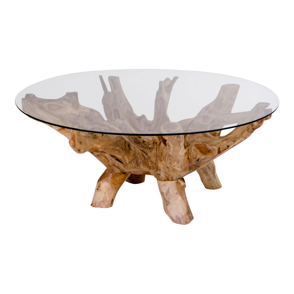 Amazonas Sofabord - Sofabord, glas med natur ben, ø110x50 cm - Natur