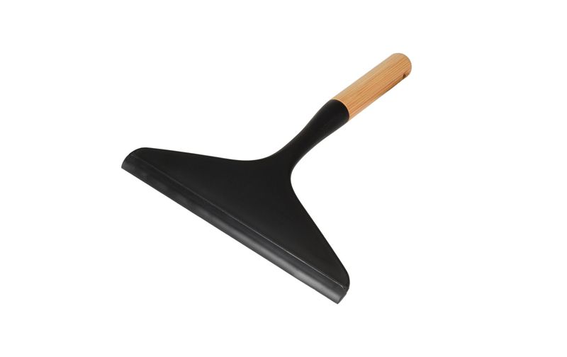 Badevørelseskraber sort med bambus greb - 23x20x3cm