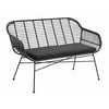 Havebønk i polyrattan med hynde - l126 cm - sort