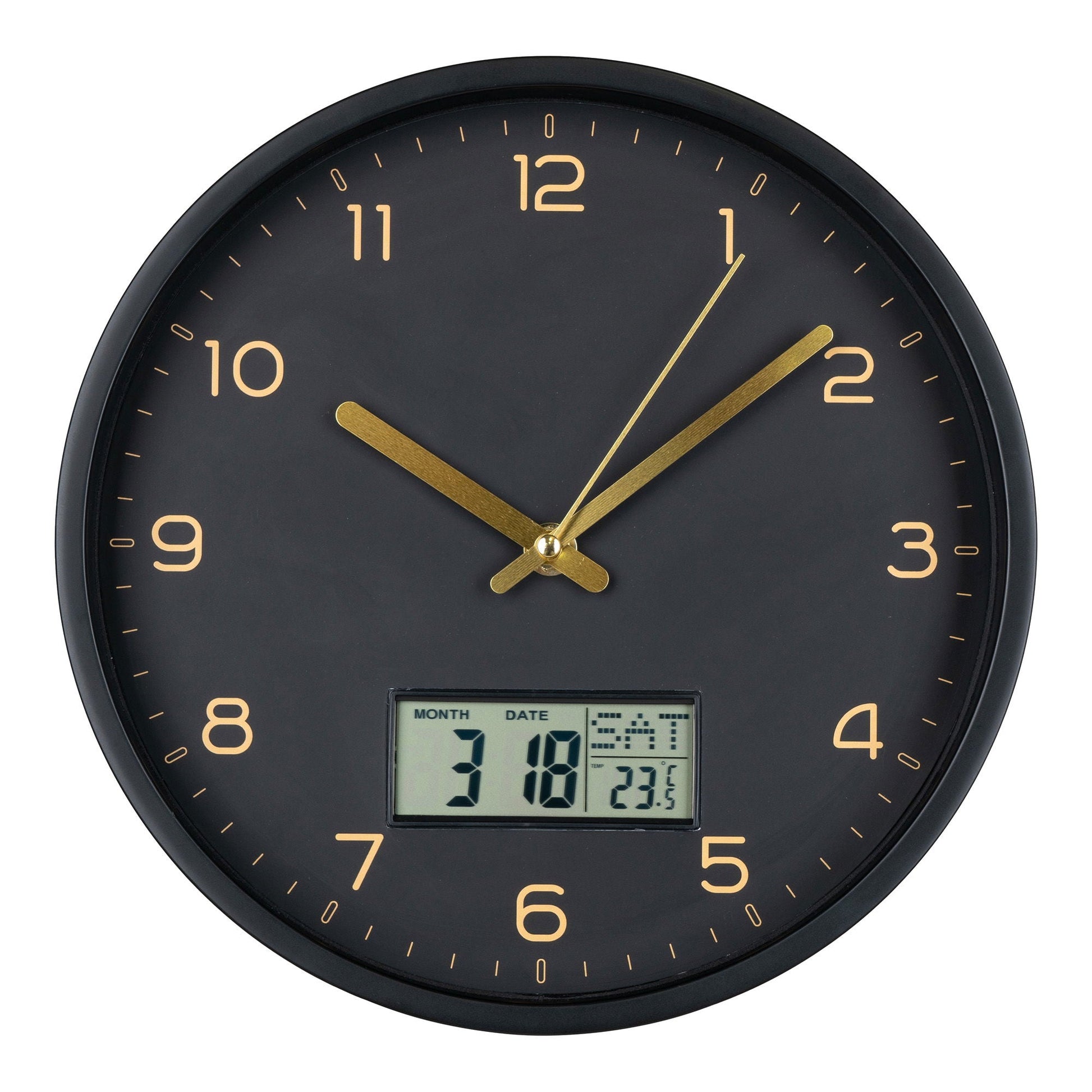 Amiens Vøgur - Vøgur med digital display, plastik, sort, lydløs ø25 cm