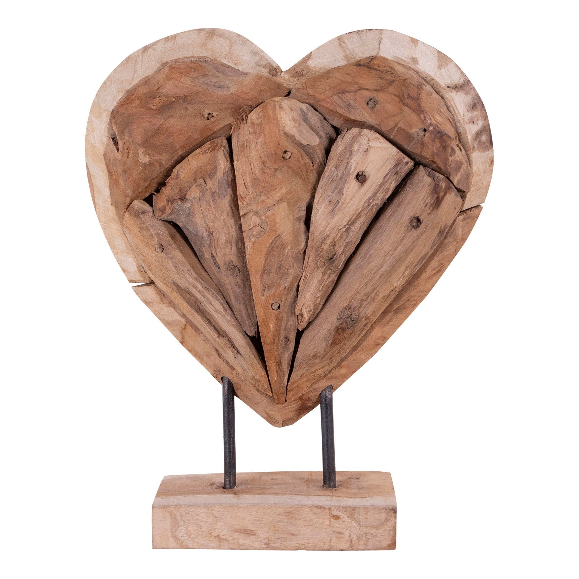 Almada Hjerte - Dekorations Hjerte i teaktrø, natur, h30 cm - Natur