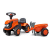 Falk - Baby Kubota ride-on traktor med trailer, rive og skovl 1-3 ør