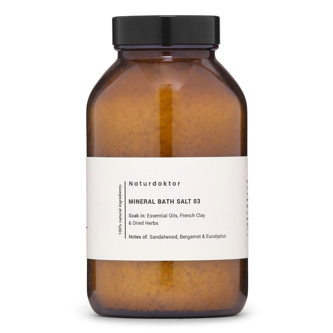 Naturdoktor badesalt 03 - Mineral badesalt - Sandeltrø, bergamot & eukalyptus  - 500g