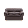Palma 2.personers sofa | Mørkebrun semi/spalt løder m. ubehandlet egetrø