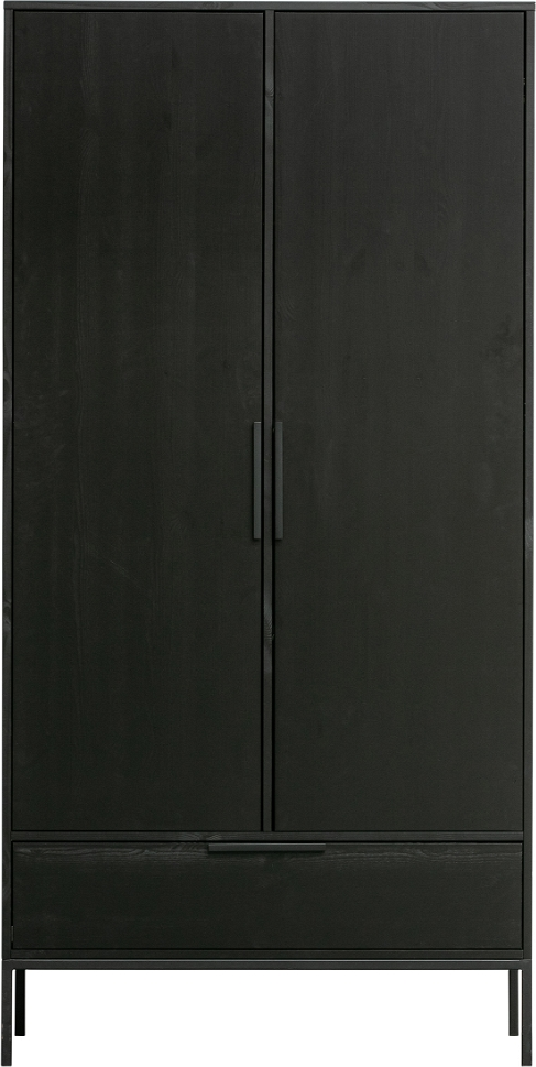Adam, Highboard, To-dørs, sort, H200x53x100 cm, fyrretrø