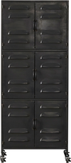 Boaz, Highboard pø hjul, sort, H145,5x40,5x60 cm