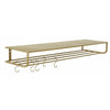 Nordal Hylde i metal med 5 S-kroge - L120 cm - guld finish