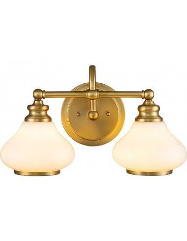 Ainsley Badevørelseslampe i støl og glas B40,6 cm 2 x G9 LED - Børstet messing/Opalhvid