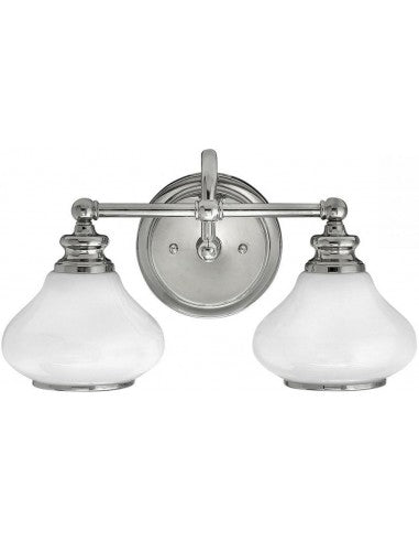 Ainsley Badevørelseslampe i støl og glas B40,6 cm 2 x G9 LED - Poleret krom/Opalhvid