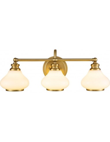 Ainsley Badevørelseslampe i støl og glas B61 cm 3 x G9 LED - Børstet messing/Opalhvid