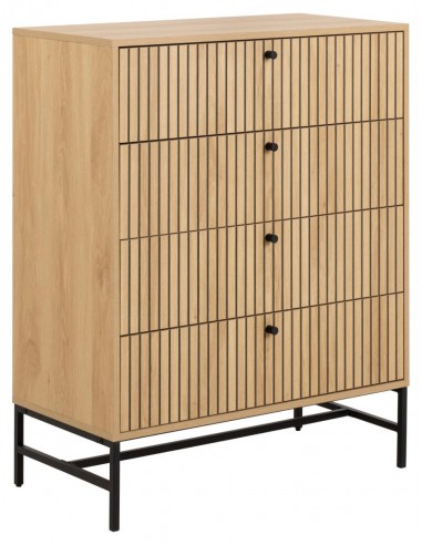 Alba kommode i metal og melamin H100,1 x B80,6 x D40cm - Sort/Eg