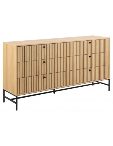 Alba kommode i metal og melamin H80,4 x B157,9 x D40cm - Sort/Eg