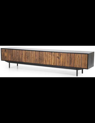 Alexander Tvbord i metal og sheeshamtrø B221 cm - Sort/Brun