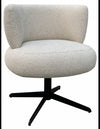 Alexis spisebordsstol med armløn og drejefod i metal og polyester H79 cm - Sort/Beige