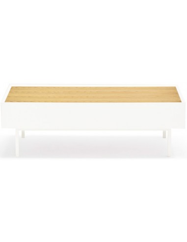 Arista Sofabord i metal og mdf finør 110 x 60 cm - Hvid/Eg