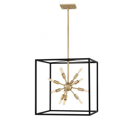 Aros Lysekrone i støl 51 x 51 cm 12 x E14 - Sort/Varm messing