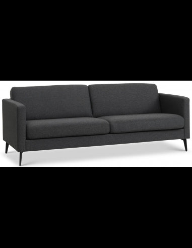 Askset 3-personers sofa i polyester B214 x D86 cm - Sort/Antracit