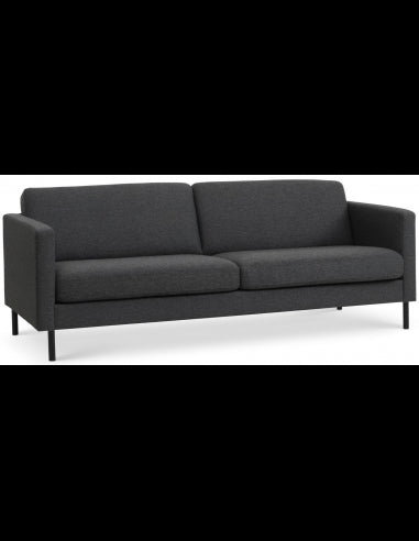 Askset 3-personers sofa i polyester B214 x D86 cm - Sort/Antracit