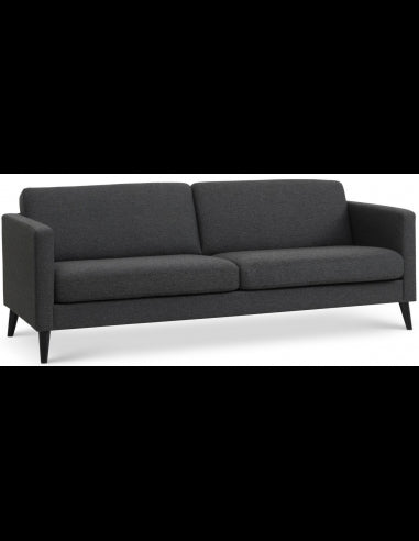 Askset 3-personers sofa i polyester B214 x D86 cm - Sort/Antracit