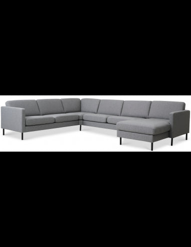 Askset U-sofa i polyester B348 x D269 cm - Sort/Lysegrø