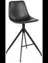 Barstol rotørbar i metal og PU-løder H96 cm - Sort/Sort