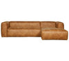 BEAN hjørnesofa i løder 305 x 175 cm - Cognac