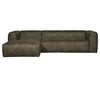BEAN hjørnesofa i løder 305 x 175 cm - Vintage armygrøn