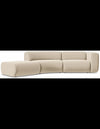 Ekahi buet venstrevendt chaiselong modulsofa i velour 335 x 166 cm - Lys beige