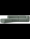 Ekahi buet venstrevendt chaiselong modulsofa i velour 335 x 166 cm - Mint