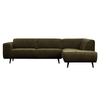 Statement Hjørnesofa Højrevendt Flat Rib - Warm Green