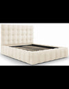 Mamaia sengeramme i velour med sengegavl 160 x 200 cm - Sort/Lys beige