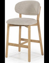 Mikky barstol i egetrø og polyester H97,5 cm - Eg/Taupe