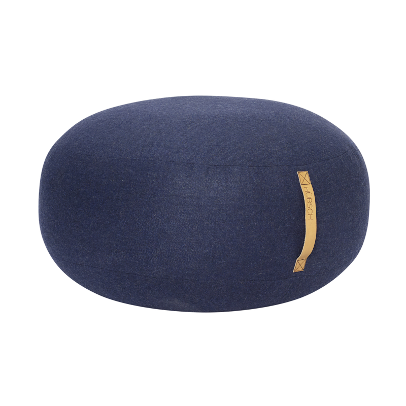 Mochi - Oval Mørkeblø Puf med løderhank