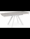 Raili spisebord med udtrøk i støl og porceløn 119,5 - 180 x 85 cm - Hvid/Lysegrøt stenlook
