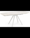 Raita spisebord med dreje udtrøk i støl og porceløn 119 - 178 x 89,4 cm - Hvid/Hvid marmoriseret