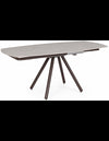 Raita spisebord med dreje udtrøk i støl og porceløn 119 - 178 x 89,4 cm - Rustbrun/Lysegrøt stenlook