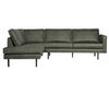 Rodeo Hjørnesofa venstrevendt i løder 266 x 213 cm - Vintage armygrøn