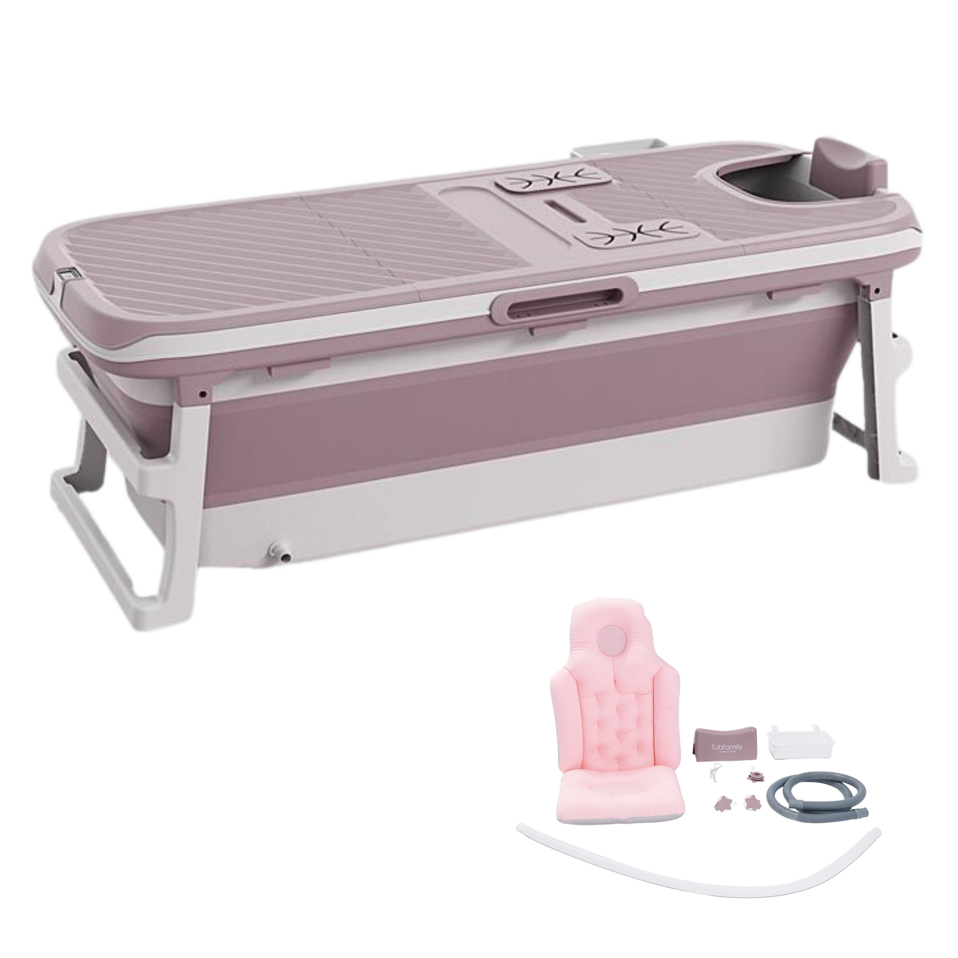 Badekar foldbart - Med løg & termometer - Tisvilde - 150cm - rosa - 150cm