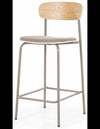Skola barstol i metal og finør H95 cm - Taupe/Natur