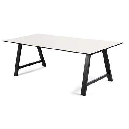 ANDERSENS T1 UDTRøKSBORD/HVID LAMINAT/UNDERSTEL I SORT - 160