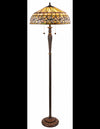 Tiffany Ashtead Gulvlampe i polyresin og glas H158 cm 2 x E27 - Antik bronze/Multi