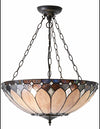 Tiffany Brooklyn Loftlampe i støl og glas ø50 cm 3 x E27 - Antik bronze/Multi