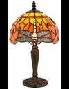 Tiffany Dragonfly Bordlampe i polyresin og glas H36 cm 1 x E14 - Antik bronze/Multi