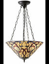 Tiffany Ruban Loftlampe i støl og glas ø40 cm 3 x E27 - Antik bronze/Multi